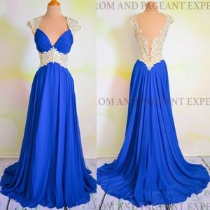 Royal Blue Evening Wedding Pageant Prom Gown dress